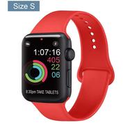 (Size S Orange RedL, 42mm 44mm 45mm L) Silicone Bracelet Band For Apple Watch Strap 8 7 6 5 4 3 2 SE 42MM 38M