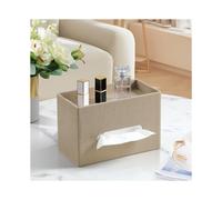 Size Tissue Box Cover Rectangle, PU Leather Tissue Box Holder with Storage Tray, Organizer Tissue Holder Wooden
