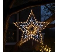 Sizi 100 LED Christmas Silhouette Star Light | Warm & Cool White Flashing Xmas Decor - 8 Functions Mains Operated - Window Decoration Chaser, Wall Hanging, Gift for Home Living Room