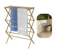Sizi 3-Tier Bamboo Wooden Clothes Airer - Vintage Foldable Laundry Drying Rack, Eco-Friendly Indoor Drying Horse, Classic Traditional Design