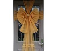 Sizi Deluxe Fabric Door Bow & Ribbon Kit Large Christmas Front Door Window Decoration Wrapping Wreath Bow Xmas Baby Shower Wedding Birthday Party (Gold), 58cm