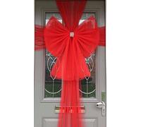 Sizi Deluxe Fabric Door Bow & Ribbon Kit Large Christmas Front Door Window Decoration Wrapping Wreath Bow Xmas Baby Shower Wedding Birthday Party (Red), 58cm