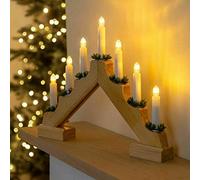 Sizi Ltd 7 Candles Triangle Candle Bridge Wooden Arch Xmas Gift Christmas Home Window Table Decoration (Beige)