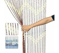 Sizi Wooden Beaded Bamboo Door Curtain Hanging Doorway Blind Insect Fly Mosquito Bug Partition Privacy Screen 90X180CM Waves, Brown (BDC01)