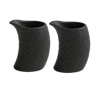 Sizikato 2 Pcs Frosted Black Porcelain Creamer Pitchers, 2 Oz Mini Serving Pitchers for Tea Coffee