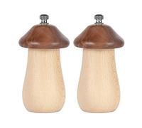 Sizikato 2pcs Cute Mushroom Wooden Pepper Grinder Mill