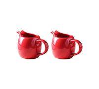 Sizikato 2pcs Pure Red Porcelain Mini Creamer Pitchers with Handle, 1.5 Ounces