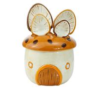 Sizikato 4pcs Porcelain Measuring Spoons with Base, Cartoon Mushroom House Shape