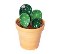 Sizikato 4pcs Porcelain Measuring Spoons with Base, Cute Cactus Shape