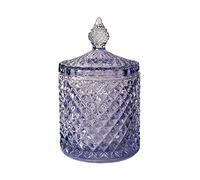 Sizikato Diamond Faceted Crystal Glass Candy Jar with Lid, Colorful Decorative Jar, Jewelry Box, Cotton Swab Storage Holder.