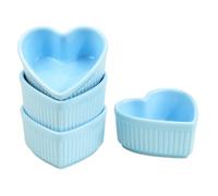 Sizikato Heart-Shaped Porcelain Souffle Dishes, Ramekins - 3.5 Inches for Souffle, Creme Brulee and Dipping Sauces - Set of 4