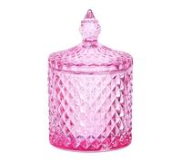 Sizikato Pink Faceted Glass Decorative Jar, 18oz, 4x6.7in, Nut Jar, Dessert Storage, Gift Giving, Special Event Decoration