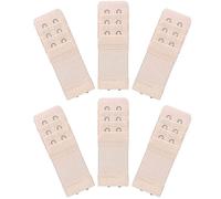 Sizoer 6 Piece Women Bra Strap Extensions Elastic Bra Extender Set 3 Rows X 2 Hooks Flexible Ladies Bra Extension Extender Soft and Comfortable Bra Extension Strap Women's Bra Extenders Khaki