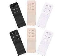 Sizoer 6 Piece Women Bra Strap Extensions Elastic Bra Extender Set 3 Rows X 2 Hooks Flexible Ladies Bra Extension Extender Soft and Comfortable Bra Extension Strap Women's Bra Extenders