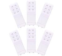 Sizoer 6 Piece Women Bra Strap Extensions Elastic Bra Extender Set 3 Rows X 2 Hooks Flexible Ladies Bra Extension Extender Soft and Comfortable Bra Extension Strap Women's Bra Extenders White