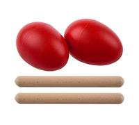 Sizoriruk 1 Pair Plastic Percussion Musical Egg Maracas Shakers Red & 2Pcs Percussion Rhythm Sticks Children Musical Toy Gift