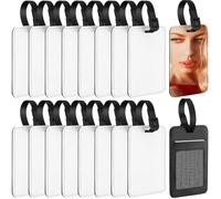 Sizoriruk 16pcs Sublimation Luggage Tags PU Leather Name Tag Blank Suitcase Tags Heat Transfer Bag Tags ID Card Holder Travel