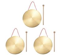 Sizoriruk 3pcs 22cm Hand Gong Brass Copper Chapel Opera Percussion with Round Play Hammer