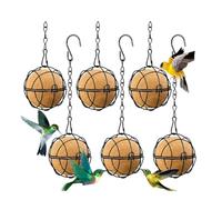 Sizoriruk 6Pcs Bird Feeders, Bird Suet Feeders, Metal Hanging Bird Feeders with Hooks, Round Suet Feeder Black