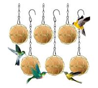 Sizoriruk 6Pcs Bird Feeders, Bird Suet Feeders, Metal Hanging Bird Feeders with Hooks, Round Suet Feeder Gold