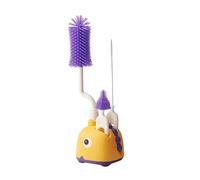 Sizoriruk Silicone Bottle Brush Cleaning Brush Special Draining Rack for Newborn Baby Long Handle Rinse Nipple Cleaning Set C