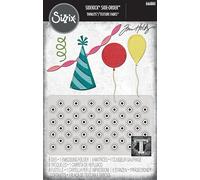 Sizzix 2D Embossing Folder with Thinlits Die Set, Vault Side-Order, Celebrate by Tim Holtz, 1 Embossing Folder & 8 Cutting Dies