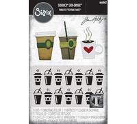Sizzix 2D Embossing Folder with Thinlits Die Set, Vault Side-Order, Fresh Brewed by Tim Holtz, 1 Embossing Folder & 11 Cutting Dies