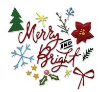 Sizzix 2D Embossing Folder with Thinlits Dies, Vault Side-Order, Merry + Bright by Tim Holtz, 17 Cutting Dies & 1 Embossing Folder
