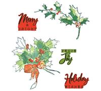 Sizzix A5 Clear Stamps w/Framelits Die Pencil Line Holly by 49 and Market