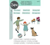 Sizzix A5 Clear Stamps with Framelits, Play Time by 49 and Market, 29 Rubber Stamps & 12 Cutting Dies