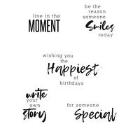Sizzix Clear Stamps 5PK Sunnyside Sentiments #3 by Pete Hughes | 665405 | Chapter 3 2022, Multicolor, One Size