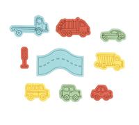 Sizzix Clear Stamps Set with Framelits Dies, Cars & Trucks, 9 Rubber Stamps & 9 Cutting Dies