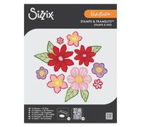 Sizzix Clear Stamps Set with Framelits Dies, Floral Layers #1 by Vicki Boutin, 16 Clear Rubber Stamps & 35 Metal Cutting Dies