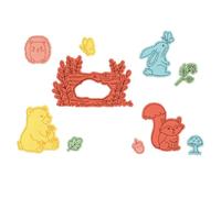 Sizzix Clear Stamps Set with Framelits Dies, Forest Friends, 10 Rubber Stamps & 10 Cutting Dies