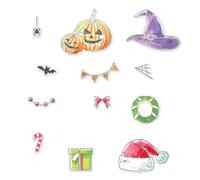 Sizzix Clear Stamps Set with Framelits, Holiday Drop by 49 and Market, 13 Rubber Stamps & 12 Cutting Dies