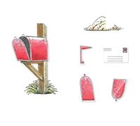 Sizzix Clear Stamps Set with Framelits, Letter Drop by 49 and Market, 8 Rubber Stamps & 6 Cutting Dies