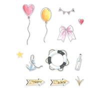 Sizzix Clear Stamps Set with Framelits, Sweet Drop by 49 and Market, 13 Rubber Stamps & 12 Cutting Dies