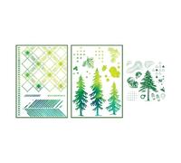 Sizzix Clear Stamps Set with Stencils, Outdoor Essentials by 49 and Market, 13 Rubber Stamps & 2 Stencils
