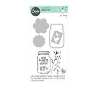 Sizzix Framelits Die Set 4PK w/5PK Stamps Birthday Jar by Jen Long | 665320 |Chapter 2 2022, Multicolor, One Size