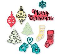 Sizzix Framelits Die Set 9 Pack with Stamps 663670 Christmas Classics by Lynda Kanase, One Size