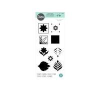 Sizzix Layered Clear 9PK Geo Repeat by Lisa Jones | 666144 | Rubber Stamp Set for Cardmaking, Scrapbooking & Papercraft, White, One Size