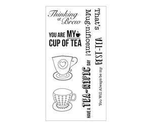 Sizzix Layered Clear Craft Stamps for Card Making 7PK Tea-rific by Jennifer Ogborn, Acrylic, Paper, Grey, One Size