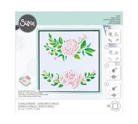 Sizzix Layered Stencils 4PK - Floral Borders | Beautiful Floral Layered Stencil Design with Luscious Leaves | Perfect for Creating A Border for Papercrafting | Great for Scrapbooking & Cardmaking