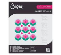 Sizzix Mini Layered Stencils for Print & Pattern Tool, Daisy by Catherine Pooler, 4 Stencils