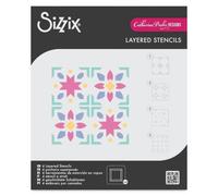 Sizzix Mini Layered Stencils for Print & Pattern Tool, Patchwork Tile by Catherine Poole, 4 Stencils