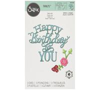 Sizzix, Multi Color, One Size Thinlits Die Set 660368, Happy Birthday to You Phrase by Jen Long, 3 Pack