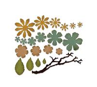 Sizzix SIZ661806 Thinlits Die Set 21PK-Small Tattered Floral by Tim Holtz, Metal, Silver, 19.1 x 14.4 x 0.4 cm
