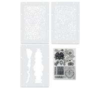 Sizzix Studio Stamps Set with Stencils, Ornate by Vic Hollins, 14 Rubber Stamps & 3 Stencils