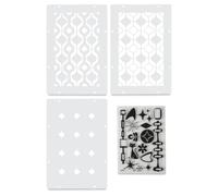 Sizzix Studio Stamps Set with Stencils, Retro by Vic Hollins, 15 Rubber Stamps & 3 Stencils