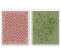 Sizzix Texture Fades Embossing Folders By Tim Holtz 2/Pkg-Checkerboard & Cracked